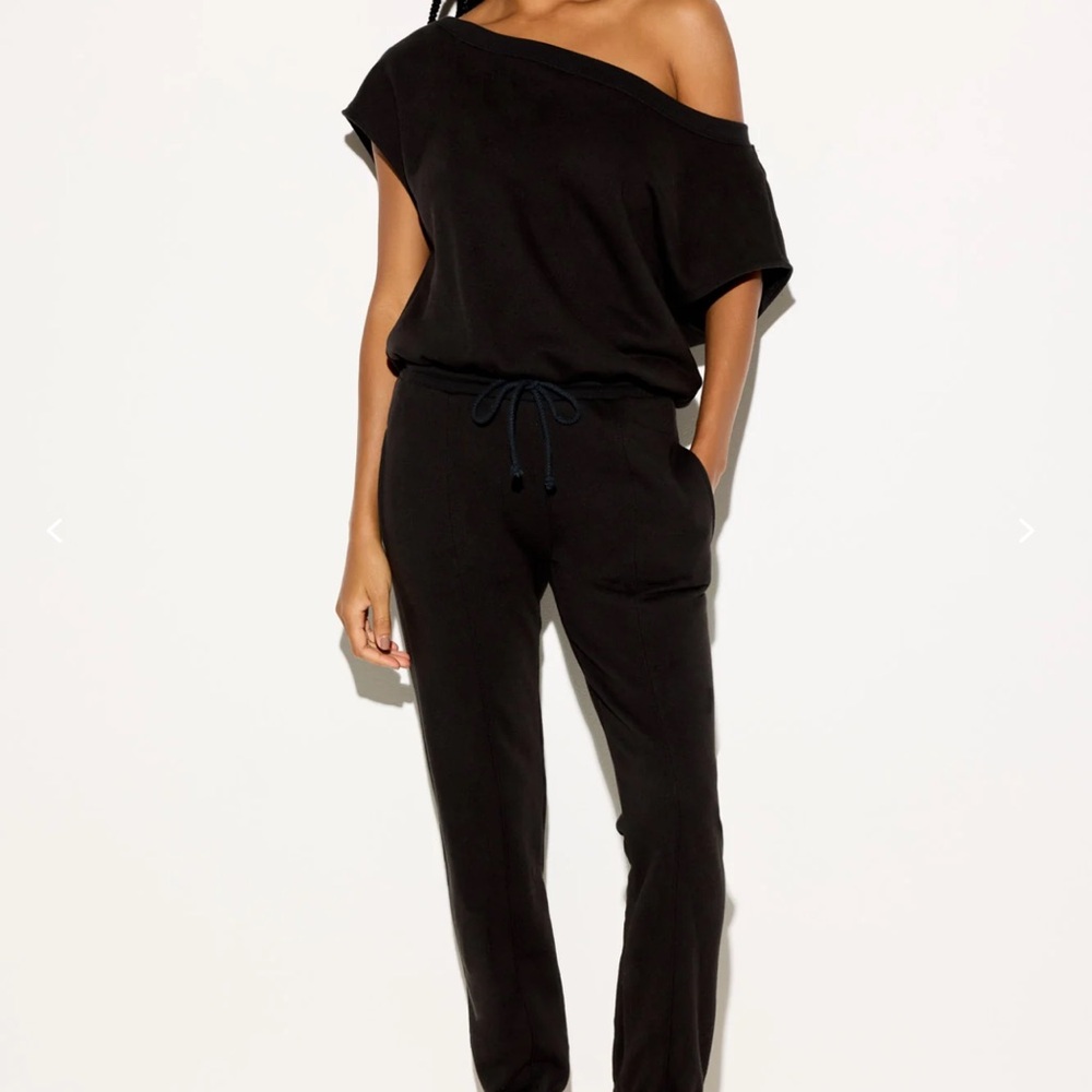 Spiritual Gangster Black Off-Shoulder Jumpsuit